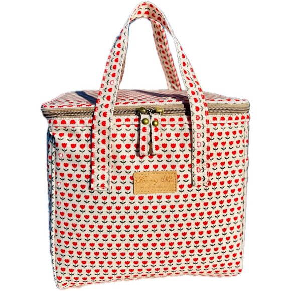 Handbags - Floral Insulated Lunch Bag for Women,Reusable Lunch Box,Large Cooler for Office,